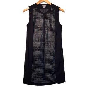 WORTHINGTON Black Sleeveless Sheath w Faux Leather Accented Front Size Women 4